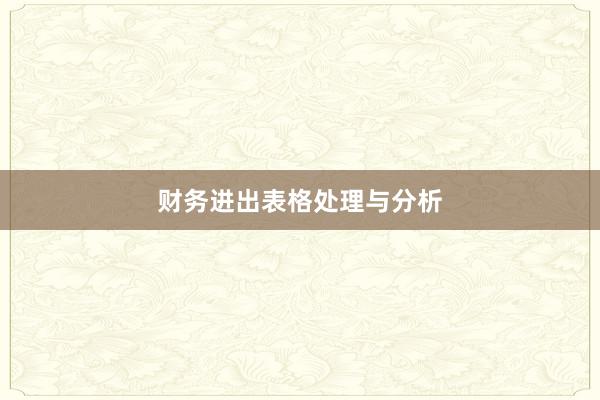 财务进出表格处理与分析