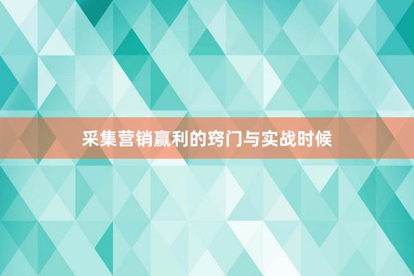 采集营销赢利的窍门与实战时候